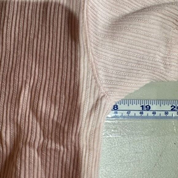 Y2K B. Moss Ribbed Henley Lettuce Trim Crop Shirt Pink & Blue Medium Baby Tee - Picture 14 of 16